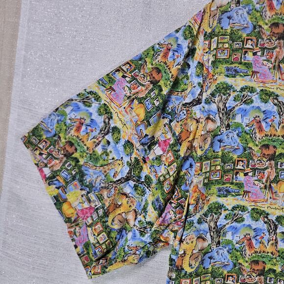 Reyn Spooner Guy Buffet Hawaiian Shirt Artists At The Zoo Size Large Vintage - Picture 8 of 9